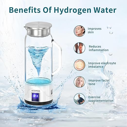 Hydrogen Water Bottle, Hydrogen Water Generator Electrolysis Jug BPA Free with PEM SPE Technology Portable Hydrogen Bottle and Ionizer Machine for Home Travel
