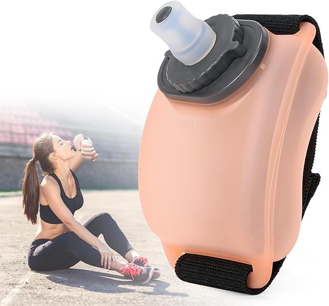 Portable Running Water Bottle Handheld, Adjustable Wrist Sports Water Bottles, Reusable Leak Proof 7 Oz Silicone Sports Water Jug for Travel Camping Rock Climbing Jogging Hiking Marathon Cycling