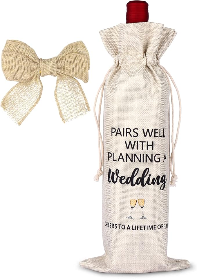 OXYEFEI Wine Gift Bag, Personalized custom bag with text, Engagement Gifts for Women, Wedding Gift for Couples