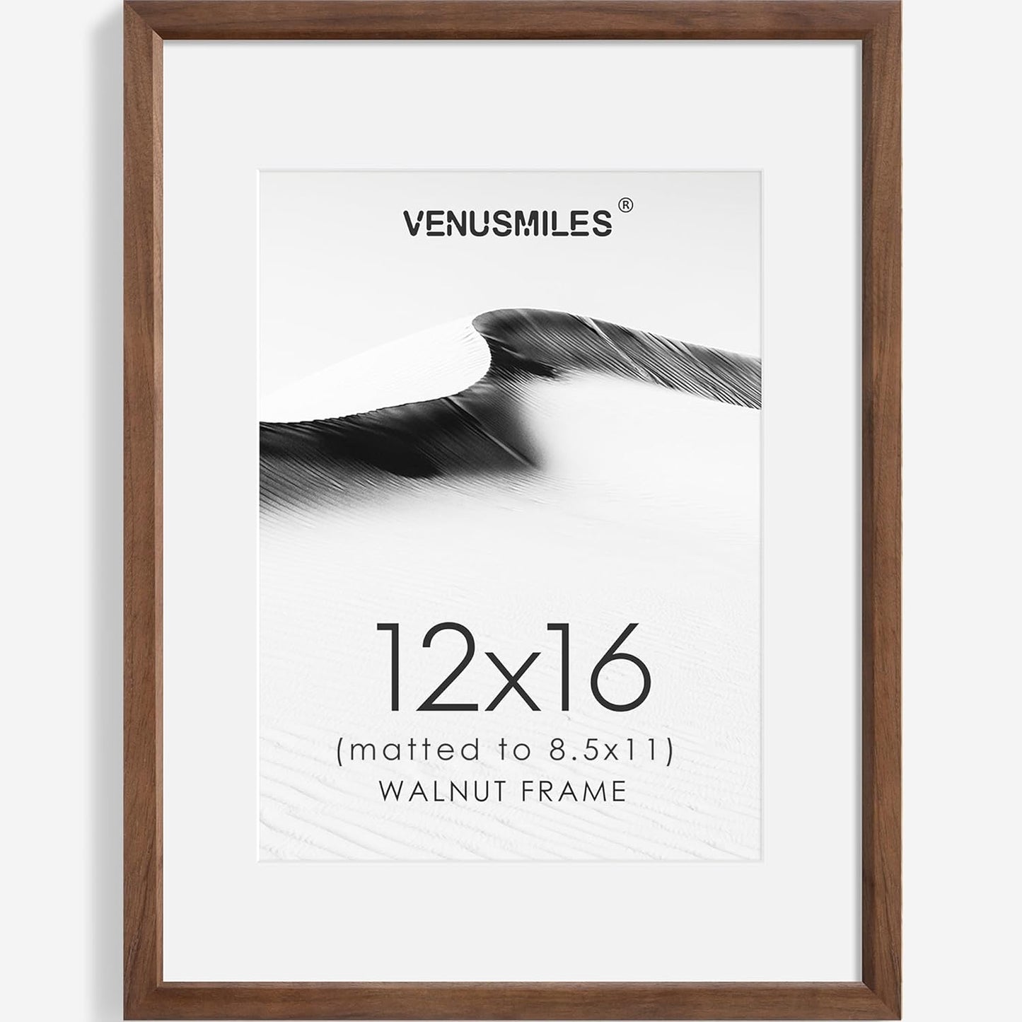 12x16 Picture Frame Natural Solid Walnut Photo Frames with 8.5x11 Removable Mat Wall Hanging Large Handcrafted Frame with HD Plexiglass Wall and Tabletop Display Large Poster Frame