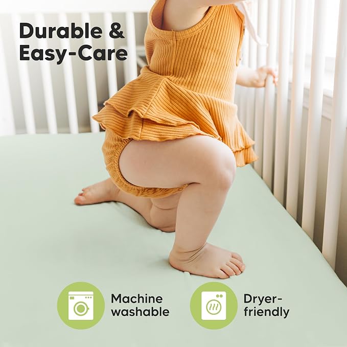 2-Pack Crib Sheets for Boys,Girls - Viscose Derived from Bamboo Fitted Crib Sheet, Organic Baby Crib Sheets, Crib Mattress Sheet,Toddler Bed Sheets,Baby Sheets for Crib Fitted Sheets(Sage)