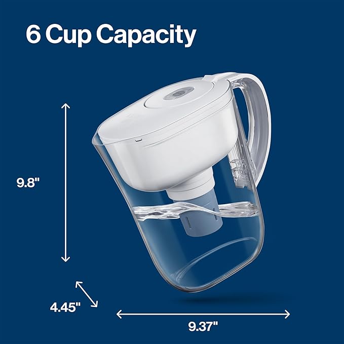 Brita Metro Water Filter Pitcher with SmartLight Filter Change Indicator, BPA-Free, Replaces 1,800 Plastic Water Bottles a Year, Lasts Six Months, Includes 1 Elite Filter, Small - 6-Cup Capacity