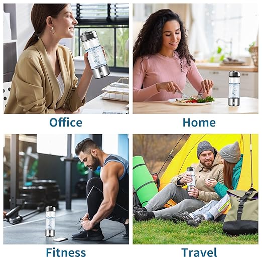 Papijojo Hydrogen Water Bottles,Hydrohealth Hydrogen Water Bottle,Hydrogen Water Bottle Generator with SPE PEM Technology,Hydrogen Water Ionizer Improve Water in 3 Min (Silver)