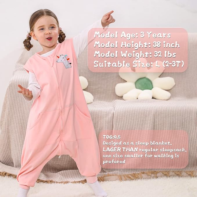 WONDAY Baby Toddler Sleep Sack, Sleep Sack 3t-5t, Light Sleep Sack Baby Wearable Blanket, Baby Sleep Sacks with Feet, Sleeveless Soft Sleep Sacks for Baby Boys or Girls