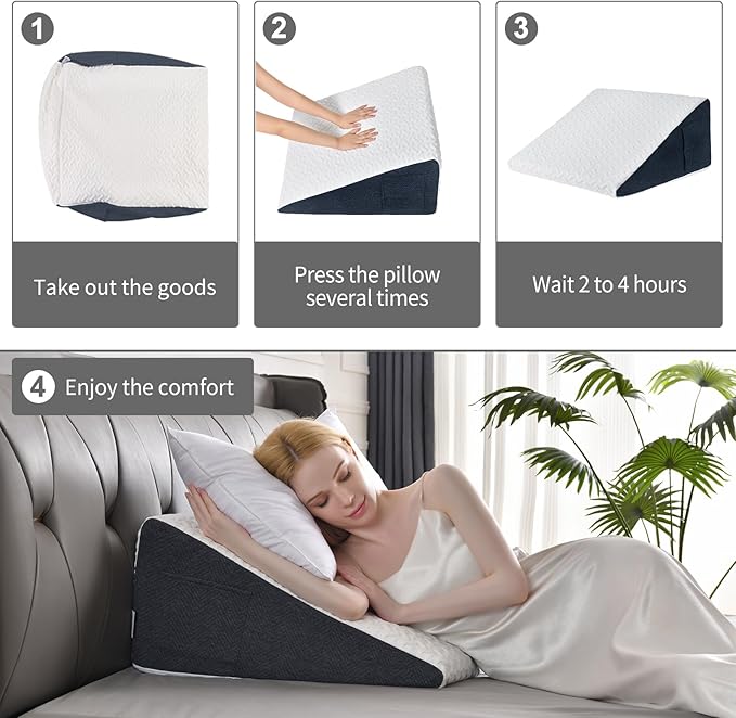 Cosmoluxe Wedge Pillow with Cooling Memory Foam, Elevate Legs or Head to Boost Circulation and Alleviate Swelling and Fatigue