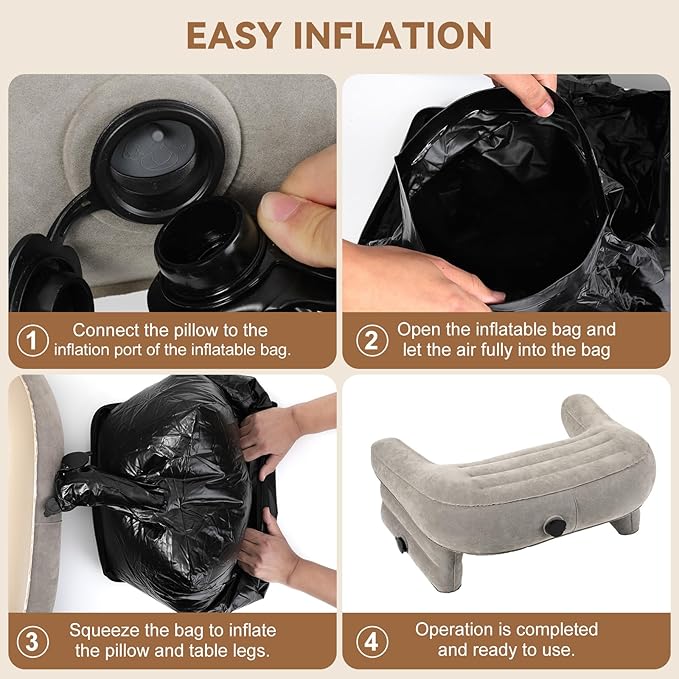 Luxspire Reading Pillow for Gaming, Extra Large Reading Pillows for Sitting in Bed Adult, Inflatable Portable Gaming Pillow, Lap Desk Pillow for Playing Steam Deck Switch, Gray