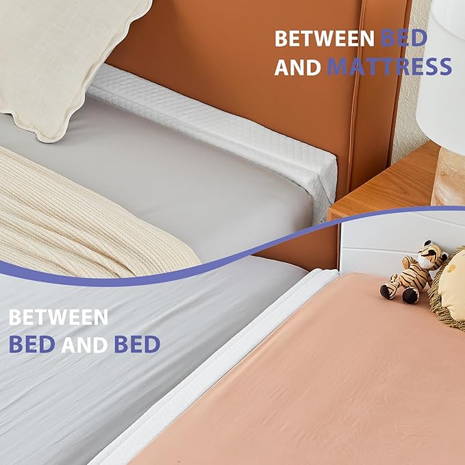 Bed Wedge Pillow for Headboard - Wedge Pillow Headboard King(76"x10"x6") - Foldable Bed Gap Filler/Headboard Pillow/Mattress Wedge - Fill Gap (0-8") Between Headboard and Mattress - Cream