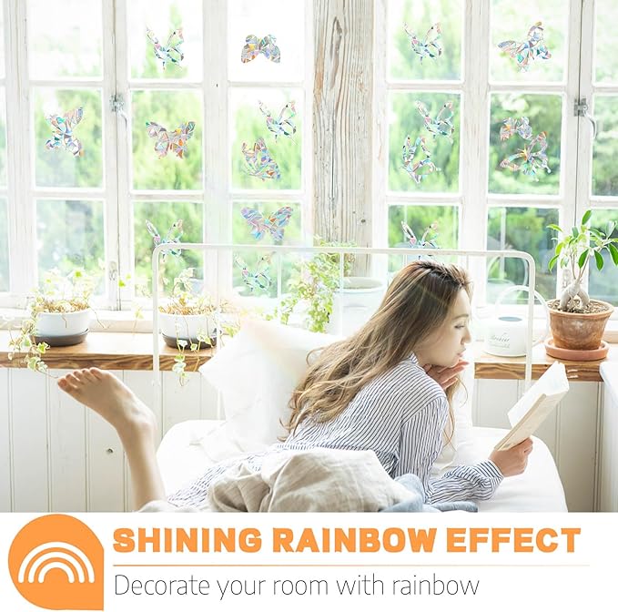 80pcs Window Decals for Glass Windows, Anti Collision Window Clings for Birds, Butterfly Shape Bird Strike Prevention for Windows (Butterfly)