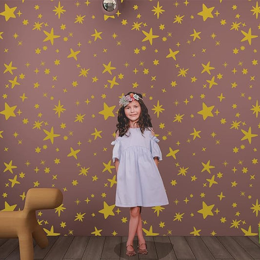 Sparkles and Stars Wall Decals, 300 Stars Wall Sticker, Sparkle Wall Decal, Space Kids Room Decor, Nursery Wall Art, Celestial Wall Stickers(Golden)