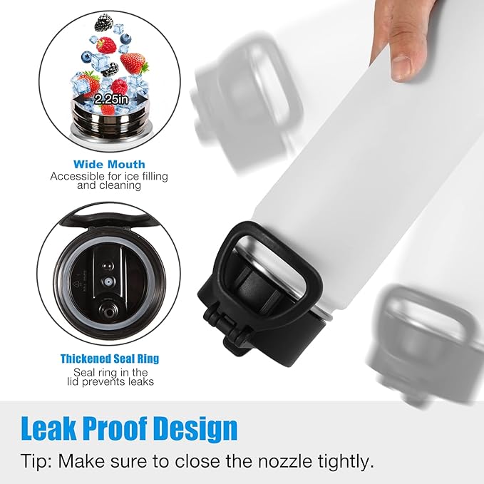 Volhoply 24oz Insulated Water Bottle With Straw Bulk 8 Pack,Metal Wide Mouth Water Bottles With Handle Keep Cold,Reusable Double Wall Thermos,Powder Coated Sport Bottle For Holder(Eight Color,8 count)