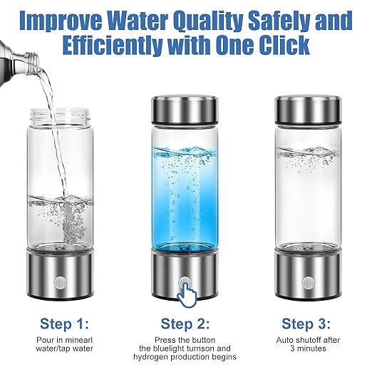 Hydrogen Water Bottle, ShineMe Hydrogen Water Bottle Generator, 3 Minutes Quick Electrolysis, Hydrogen Water Machine Improve Water for Home, Travel, Exercise and Daily Drinking