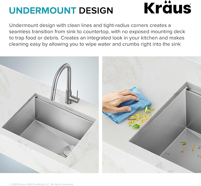 KRAUS Kore 21 Inch Undermount Workstation 16 Gauge Stainless Steel Double Bowl Stainless Steel Kitchen Sink with Accessories, KWU111-21
