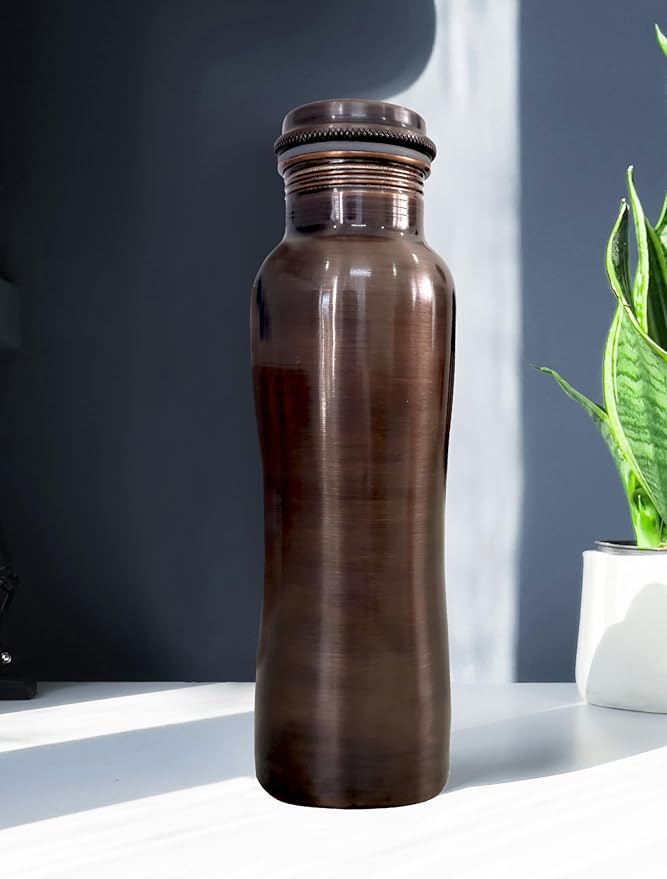 Ayurvedic Drinking Copper Water Bottle for Sports, Travel, Yoga & Everyday Use, Water Bottle for Gym, Office, Hiking, Outdoor Capacity 32 Oz (Design 10, 32 Oz)