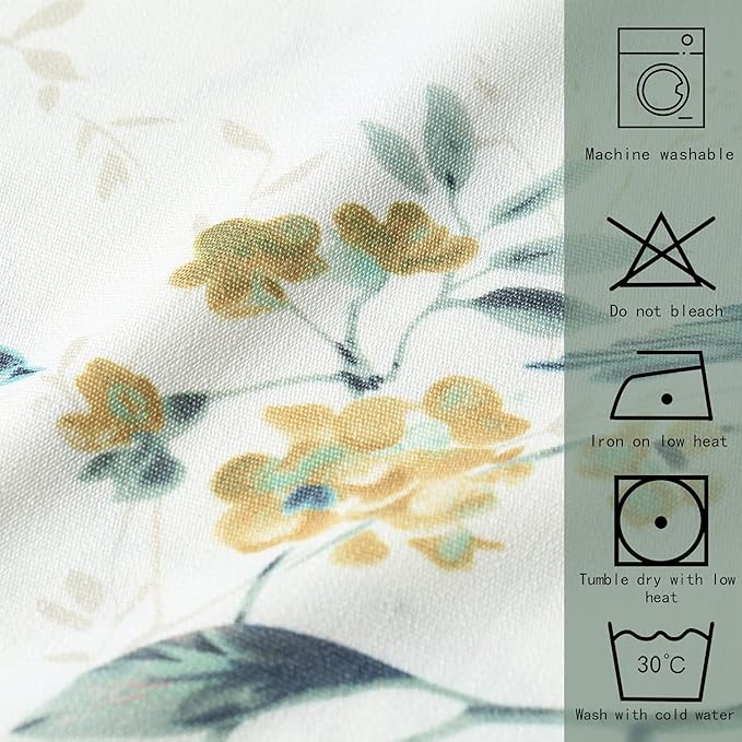 Leeva Windows Valances for Bathroom, Birds Garden Print Pattern Thermal Insulated Short Curtains for Bedroom Kitchen, 52 x 12, Green, One Panel