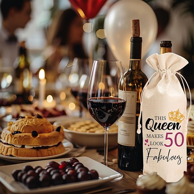 comfit 50th Birthday Wine Bag Gifts for Her,Make 50 Look Fabulous,50th Birthday Wine Bag,50th Birthday,Birthday Decorations