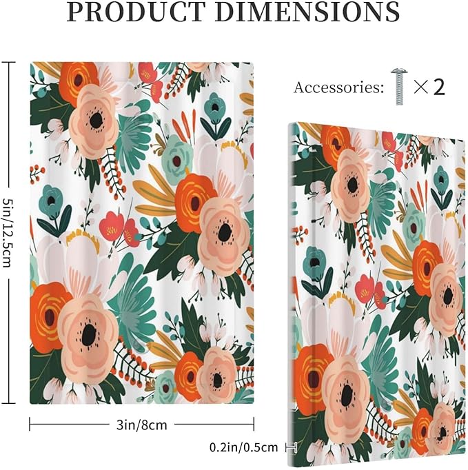 Rustic Floral Boho Colorful Flower Country 1 Gang Light Switch Covers No Device Wall Plate Decorative Blank Switchplate Electrical Faceplate for Farmhouse Bathroom Bedroom Decor