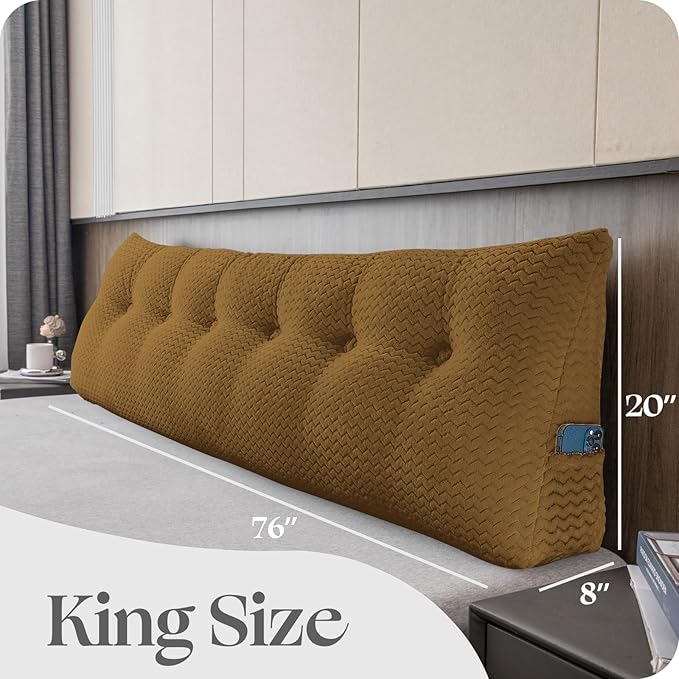 Large Bolster Triangular Headboard Wedge Backrest Positioning Support Bed Rest Reading Pillows Headboard Wedge Pillows for Day Bed Bunk Bed with Removable Cover
