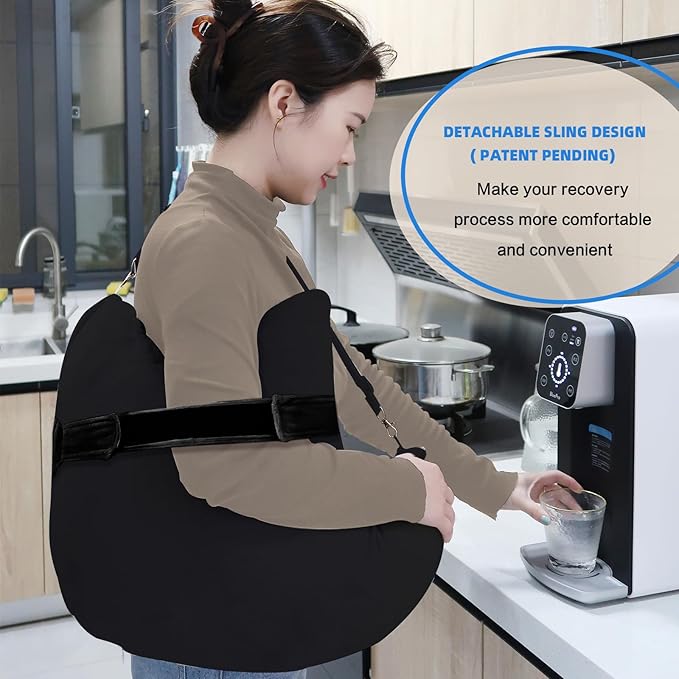 Shoulder Surgery Pillow, Ergonomic Rotator Cuff Pillow, Comfortable Post Shoulder Surgery Pillow, Adjustable Structure Provide Support, Shoulder Pain Relief (Black, Arm & Shoulder Strap)