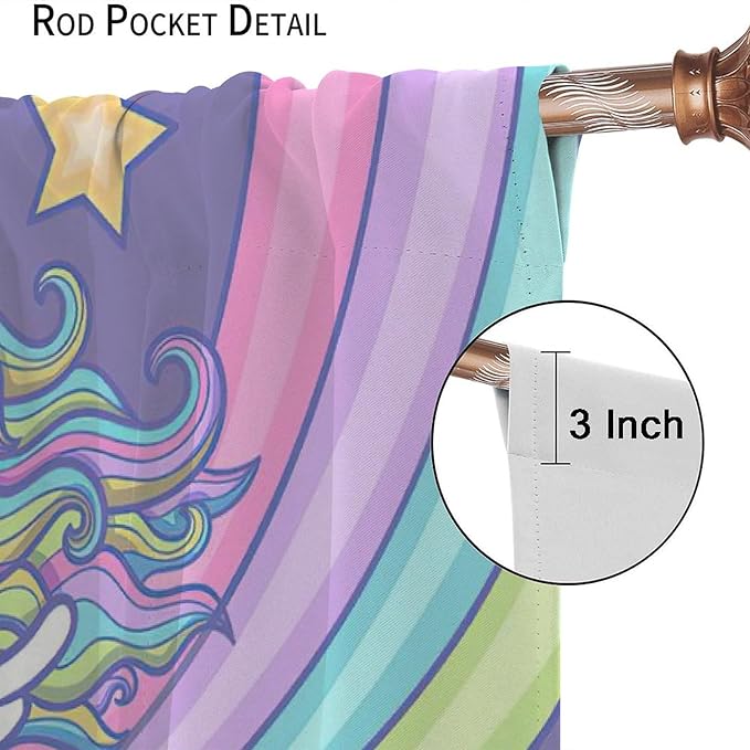 Kids Unicorn Curtains Purple Cartoon Rainbow Cartoon Room Blackout Curtains Boys Girls Baby Room Decor Curtains Living Room Decor 55x63 Inch 2 Panels