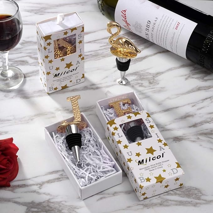 Miicol Wine Bottle Stopper, Prosecco Stopper, Gold Wine Stopper, Personalised Champagne Stopper, Initial Wine Stopper, Funny Prosecco Gift, Wine Lovers Gift, Kitchen Decor, Letter J