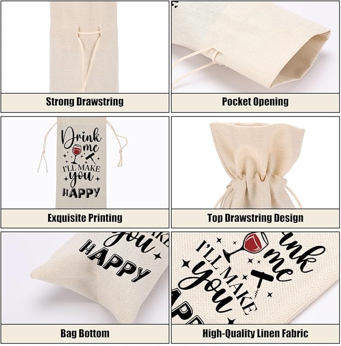 Funny Wine Quotes Wine Bag Wine Tasting Party Supplies for Wine Lovers Women Men Nana Groom Friend Christmas Birthday Wedding Bachelorrette Party Wine Bags