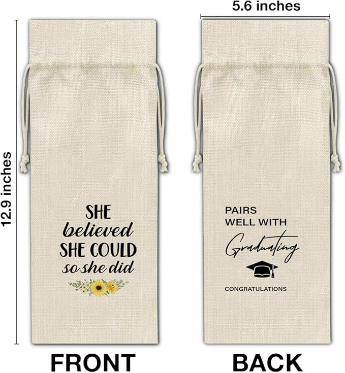 HOIJAUMAI Graduation Gifts for Women Her Graduation Gifts for Daughter Sister Granddaughter Pairs Well with Graduating Wine Bag Graduation Wine Gift Bags