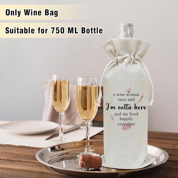 Wine Canvas Bag, Retirement Wine Gift Bag, Retirement Gift for Women Colleague Coworker Farewell Goodbye Leaving Gifts Wine Bags for Wine Bottles, Wine Gifts With Drawstring Party Decoration -WB20