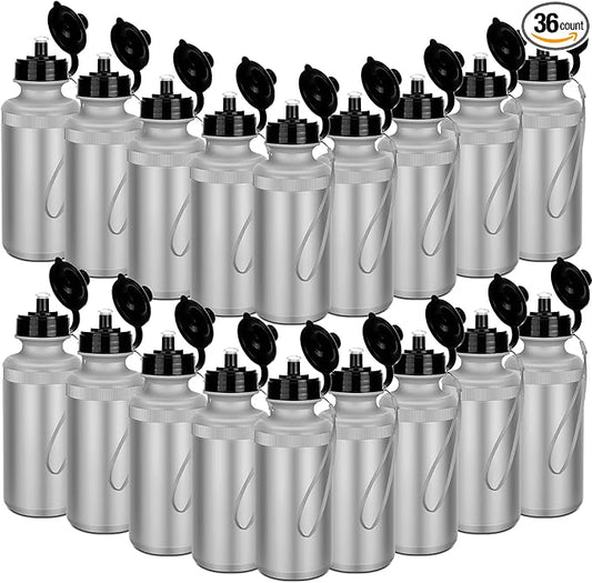 Zubebe 36 Pcs Sports Water Bottles Bulk 20 oz Squeeze Reusable Plastic Water Bottle with Nylon Strap Blank DIY Water Bottles for Kids Adults School Thanks Gift Outdoor Sport Fitness
