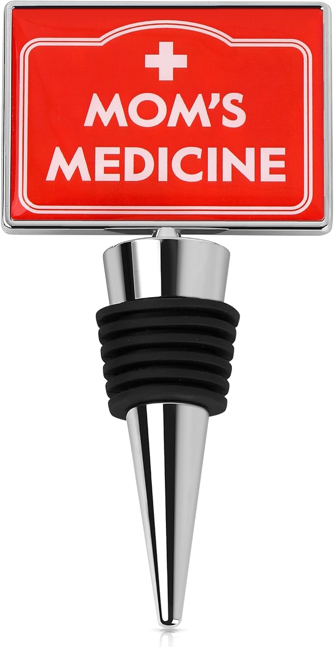 VELENTI Wine Bottle Stopper - Mom's Medicine - Funny Birthday Gifts for Women - Thoughtful Novelty Gifts for Women, Mom, Coworker - Humorous Mother Day Gift from Daughter, Son, Husband