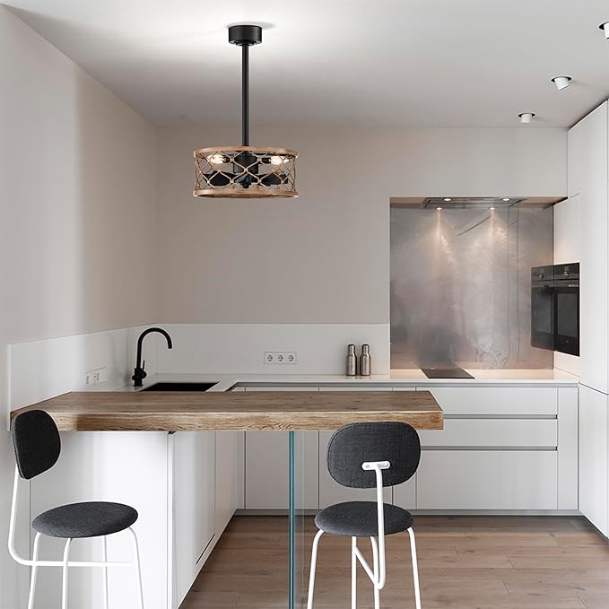 Marzell 16 Inch Modern Wood Grain Fandelier