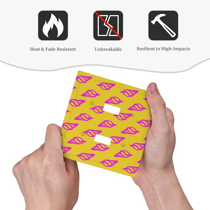 Beautiful Shell Multicolored Double Toggle Light Switch Covers 2 Gang Wall Plate Dual Decorative Switchplate Electrical Faceplate for Bathroom Country Kitchen Bedroom Decor, 4.9" x 5"