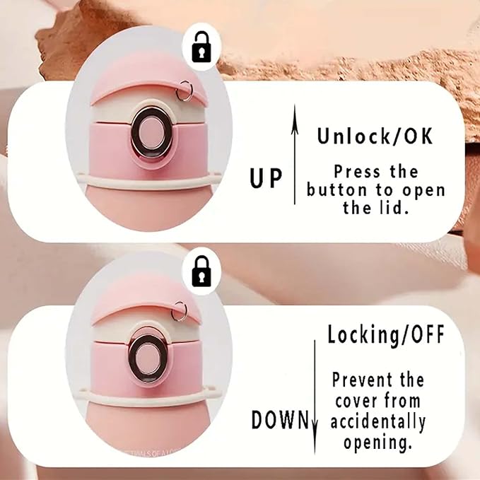 Deer Thermal Vacuum Insulated Water Bottle with Straw & lid - Durable & Premium Design - Easy Open Button, Food Grade Stainless Steel - Dishwasher Safe kids cup (17 Oz)