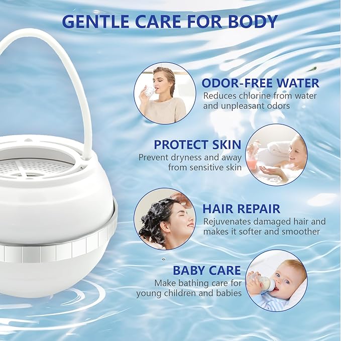 Bath Ball Filter | Bathtub Water Filter for Tub Faucet | Purify Bathwater for Healthier Skin and Hair | 2,500 Gallons of Filtration | BPA Free