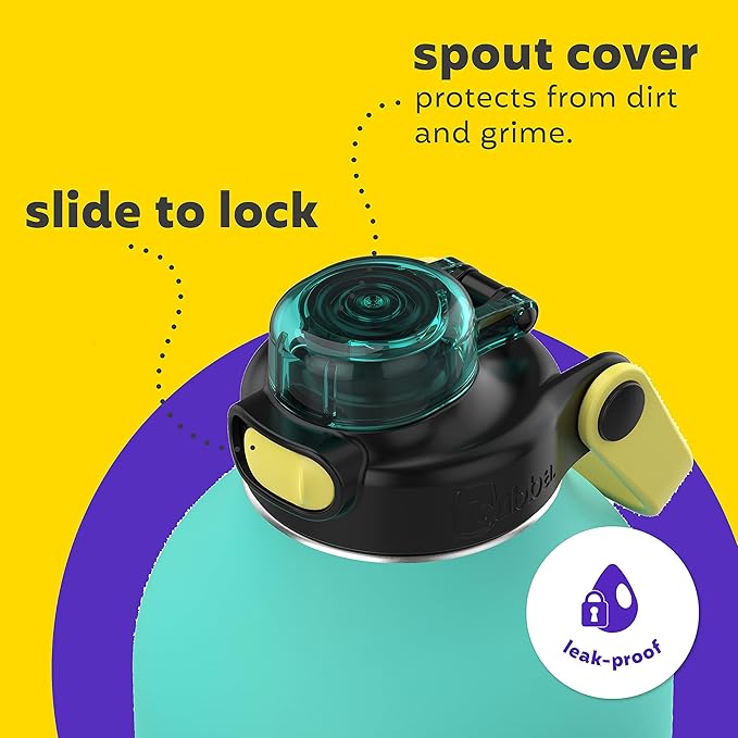 Bubba Radiant Stainless Steel Simple-Lid Rubberized Water Bottle, Island Teal, 64oz.