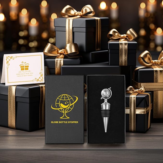 LKKCHER Earth Globe Wine Stopper, Wine Gifts for Men Women, Bottle Stoppers for Wine Champagne, Birthday Gifts, Christmas Gifts, Wine Saver, Wine Accessories