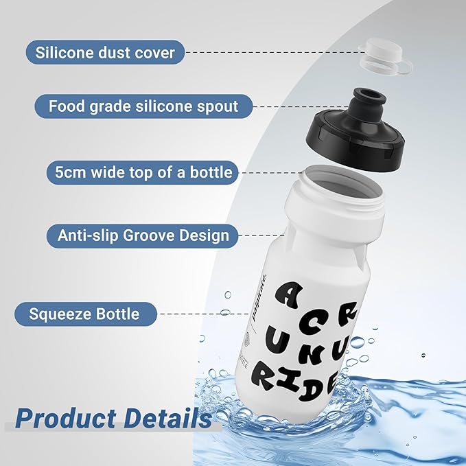 Bike Water Bottle 21oz Bicycle Water Bottle for 5hrs Insulation Sports Squeeze Water Bottle with Leakproof DesignFits Most Bike Cages (White 21 * 2)