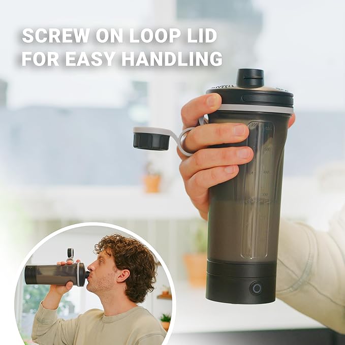 Electric Shaker Bottle, Portable Blender Protein Shaker, USB Rechargeable MixMate Blender For Protein Shakes Pre Workout Greens Coffee Pancake Mix Cocktail Cocktails (Frost White)