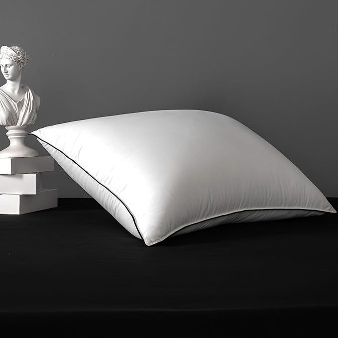 MAXICOZY Premium Hungarian Goose Down Pillows King Size, 3-Chamber Bed Pillows Cotton Blend Shell, Luxurious Soft Cloud Pillow for Back, Stomach or Side Sleepers(King, 1 Pack)