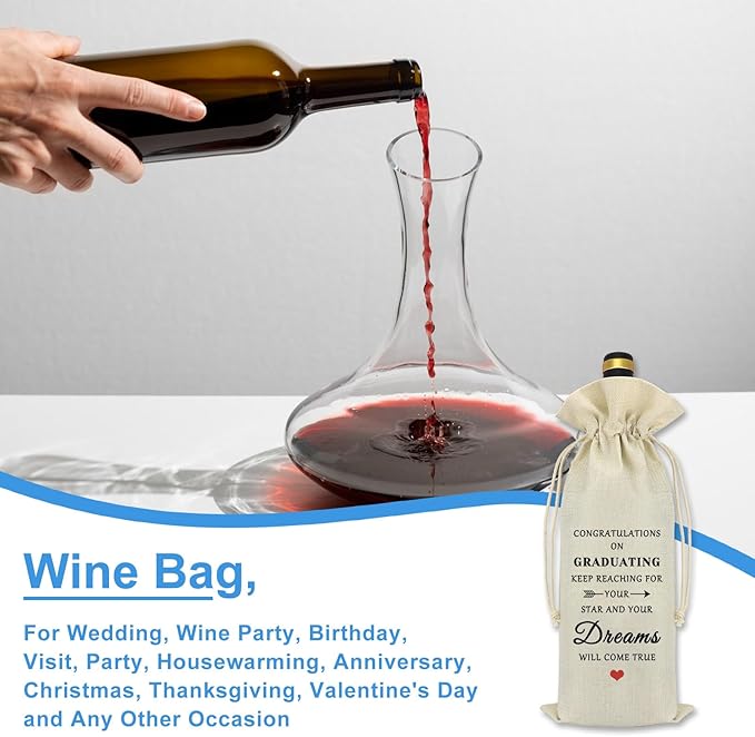 2024 Graduation Gift Inspirational Gifts for Her Him Wine Bag Graduation Gift for Son Daughter Brother Sister Friend Congratulation Gift University College Middle School Graduate Wine Bottle Bag Gift