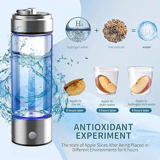Papijojo Hydrogen Water Bottles,Hydrohealth Hydrogen Water Bottle,Hydrogen Water Bottle Generator with SPE PEM Technology,Hydrogen Water Ionizer Improve Water in 3 Min (Silver)
