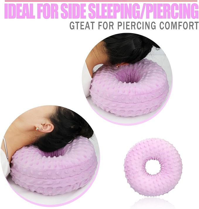 Easy to Clean Ear Hole Piercing Pillows for Ear Pain with Removable Pillowcase Cushion Head Neck Support Sleeping with Fresh Pierced Ear Earings