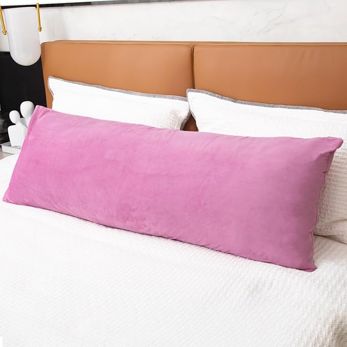 Body Pillow Cover, 20x54 Inches Body Pillow Case Cover with Zipper, Soft Fuzzy Velvet Long Pillow Pillowcase, Purple