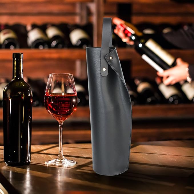 Wine Gift Bag, Reusable PVC Leather Wine Tote Carrier, Double Layered bag, Birthday Bridal Showers Holiday Gifts