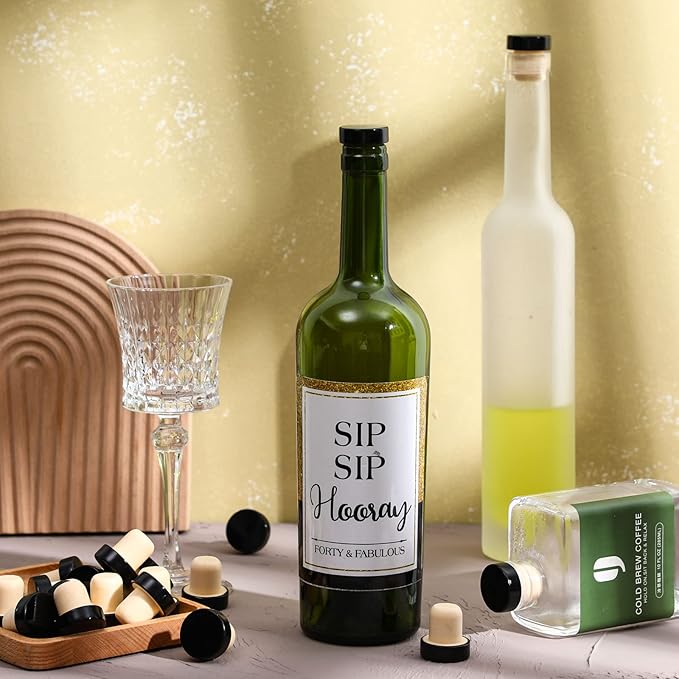 T-shaped Stopper Cork Wine Stopper Bottle Stoppers Reusable Wine Bottle Stopper Sealing Plug Bottle Cap for Wine Beer Bottles DIY Craft (Black, 144)