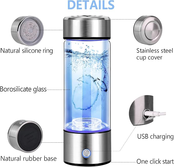 Hydrogen Water Bottle,2024 Hydrogen Water Bottle Generator,3 Minutes Rapid Electrolysis,Portable Hydrogen Water Generator Suitable for Home,Daily use,Office,Fitness,Travel,Gifts