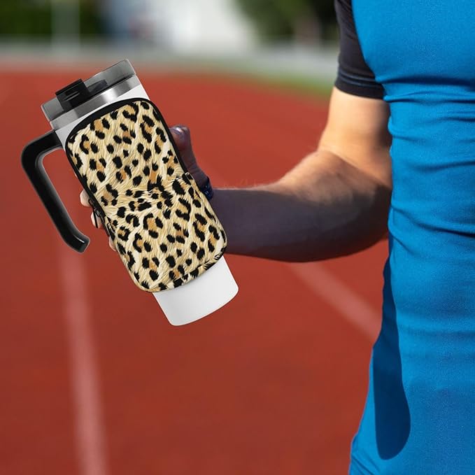 Water Bottle Pouch for Stanley Cup 40oz 30oz,Personalized Gym Purse for Men Women, Tumbler Pouch with Versatile Pocket Water Bottle Bag for Cards, Keys, Phone Botanical Leaf