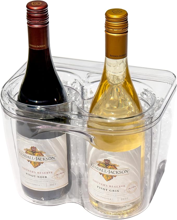 Ice Chilled Wine Bottle Server - 750ml Champagne & Wine Bottle Chiller | Elegant Shatter Resistant Cooler Bucket for Parties, Kitchens, Bars and Outdoors | Keeps Pre-Chilled Bottles Cooler Longer