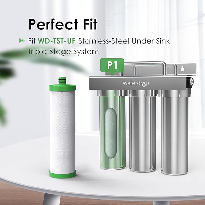 Waterdrop P1 Under Sink PP Water Filter, Replacement for TST-UF Ultra-Filtration Under Sink Water Filter System, Pack of 2