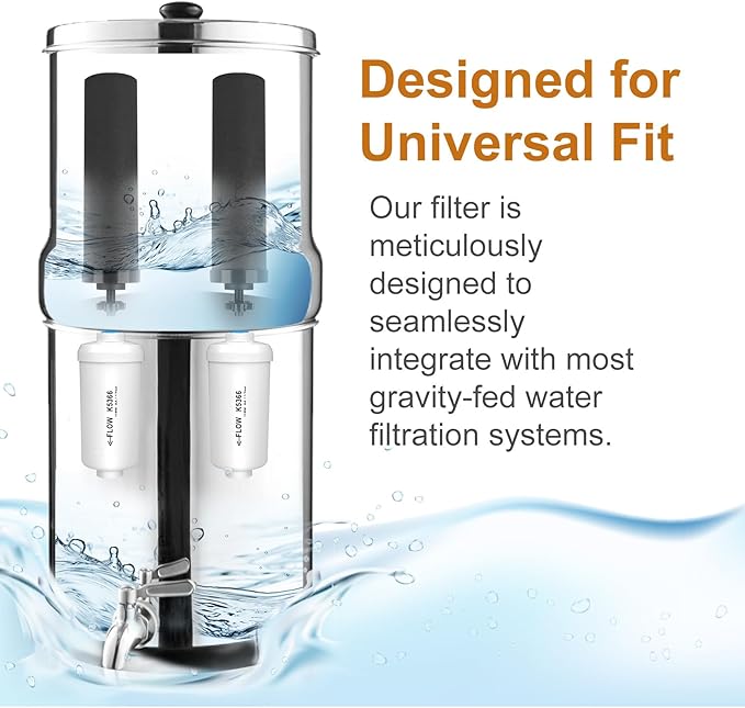 Water Filter Replacement for Berkey®, 2 Black Carbon Filters and 2 Fluoride Filters Compatible for Berkey® Water Filter 4 Combo Packs Compatible with Berkey® Gravity Water Filter System