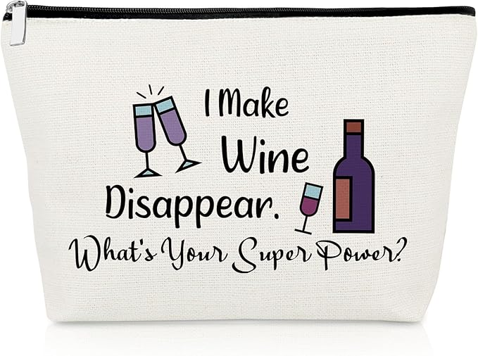 Wine Lovers Gifts Wine Drinker Gifts Makeup Bag Wine Gifts for Mom Wife Sister Friendship Gifts Wine Gifts for Wine Lovers Appreciation Gifts for Friends Christmas Birthday Cosmetic Pouch